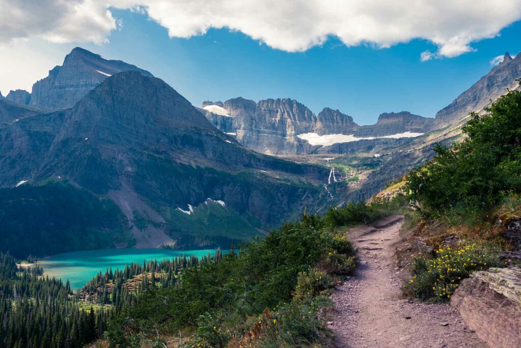 Mountains and trees at Glacier National Park in Montana