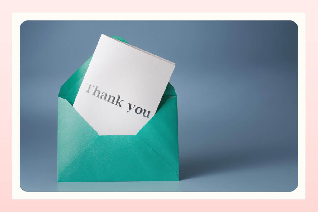 Thank you notes in an envelope
